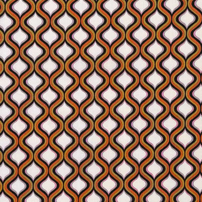 Bomuldspoplin med geometrisk flettemønster, ahorn - KreStoffer
