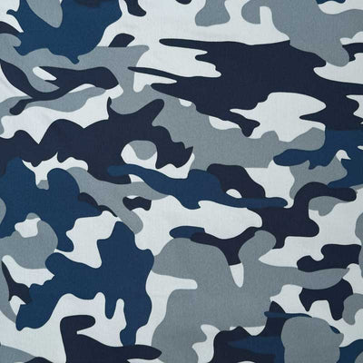 Denim med camouflage print, blå - KreStoffer