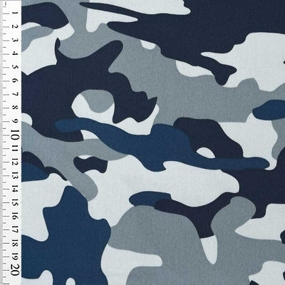 Denim med camouflage print, blå - KreStoffer