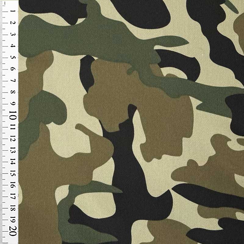 Denim med camouflage print, grøn - KreStoffer
