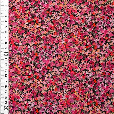 Liberty bomuldspoplin med blomster, pink - KreStoffer