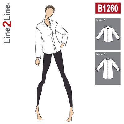 Line2Line B1260 Skjortebluse med sænket skulder - KreStoffer