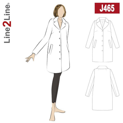 Line2Line J465 Løs frakke med stort reverskrave - KreStoffer