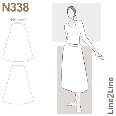 Line2Line N338 Nederdel med vidde og faconsyet linning - KreStoffer