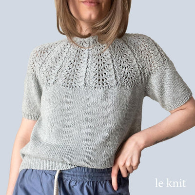 Strikkekit, Palme Tee bluse fra Le Knit i Line garn fra Sandnes - KreStoffer