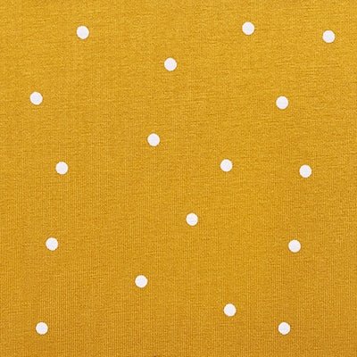 Viscose jersey med prikker 4 mm, gul - KreStoffer