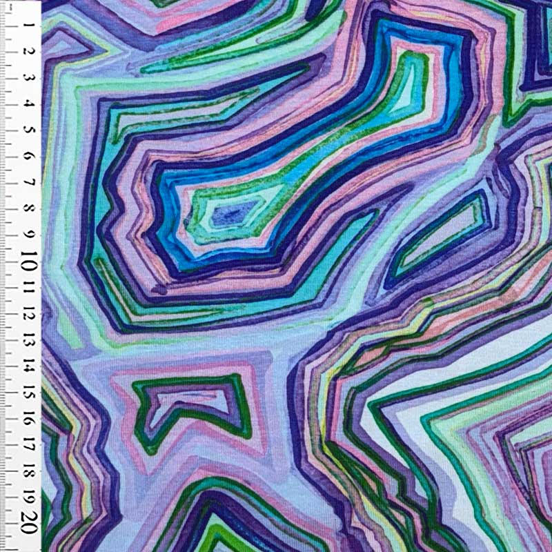Bomuldsjersey med multimønster, lilla - KreStoffer