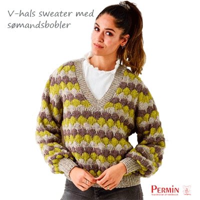 Dagmar V-hals sweater fra Permin - KreStoffer