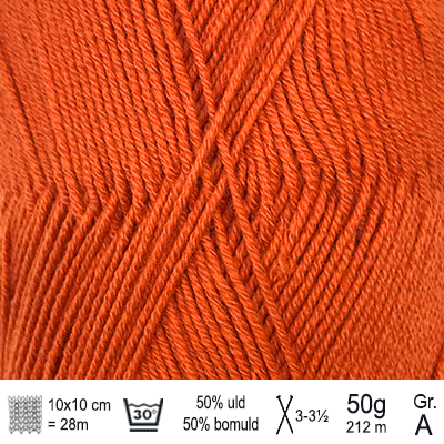 Lana Cotton 212 garn fra Hjertegarn farve Stærk orange LACO1346 - KreStoffer
