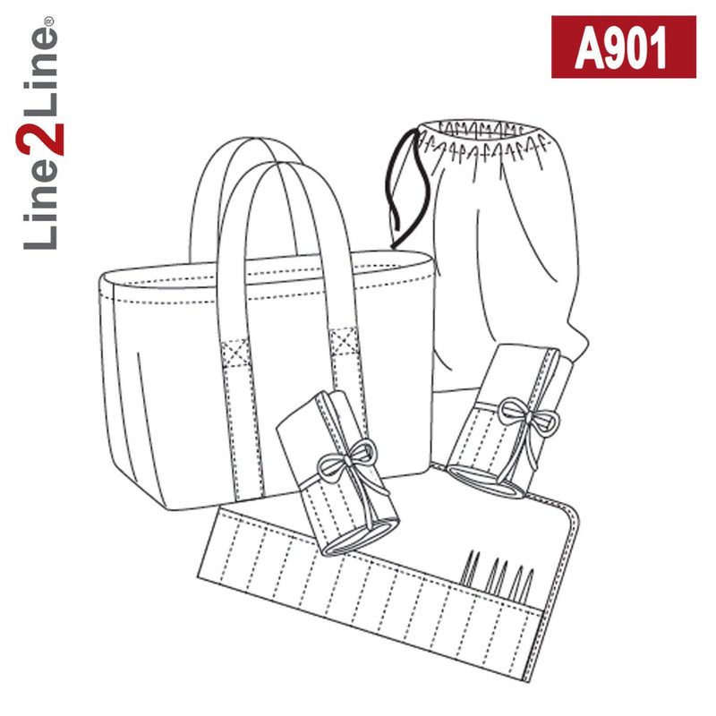 Line2Line A901 Strikketaske med projekt pose og etuier - KreStoffer