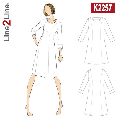 Line2Line K2257 Kjole med husarsnit og vidde - KreStoffer