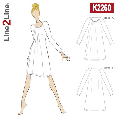 Line2Line K2260 Raglan kjole med kiler - KreStoffer