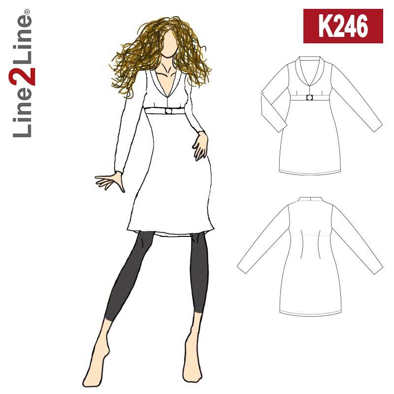 Line2Line K246 Kjole med sjalskrave - KreStoffer