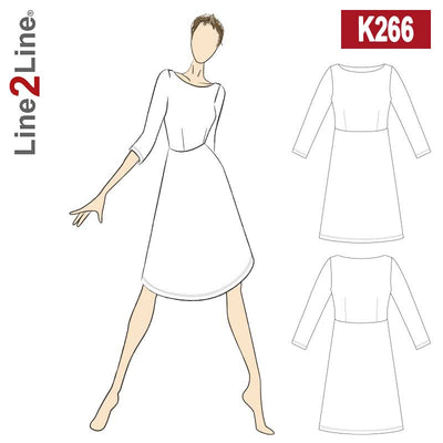 Line2Line K266 Taljeskåret kjole med bådhals - KreStoffer