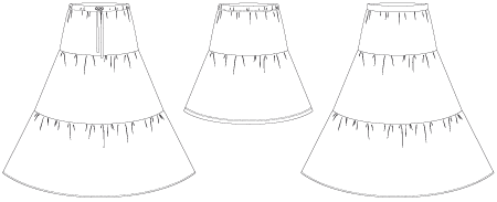 Line2Line N332 Lang nederdel med flæser - KreStoffer