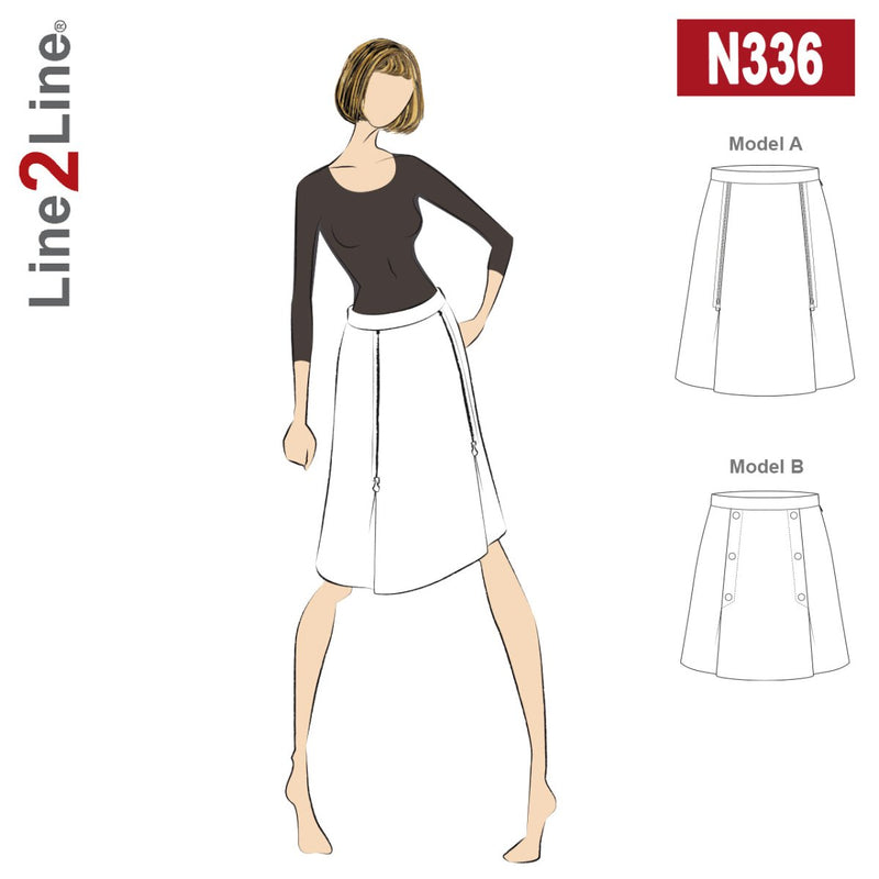 Line2Line N336 Nederdel med to læg og lynlåse - KreStoffer