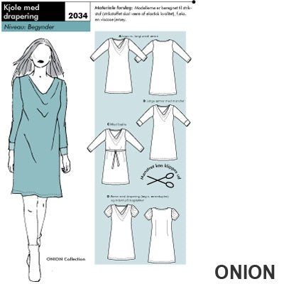 Onion 2034 Kjole med drapering - KreStoffer