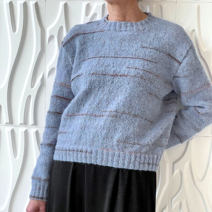 Basisbluse med vrangstriber i Nellie garn