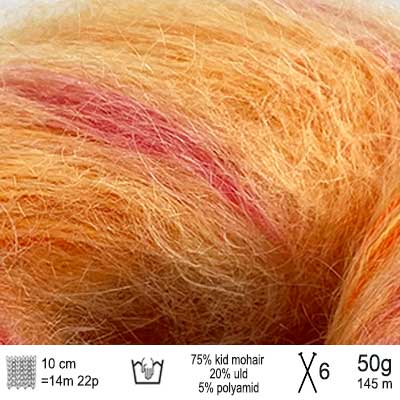 Bella Color garn fra Permin farve 72 orange pink og syren