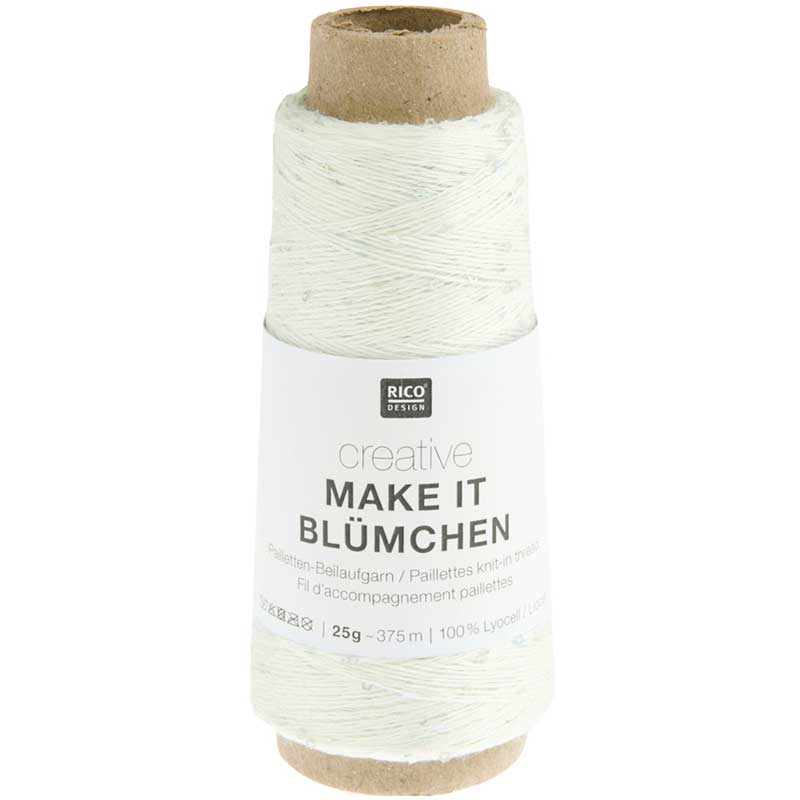 Creative Make It Blümchen paillet garn fra Rico Design farve 04 råhvid