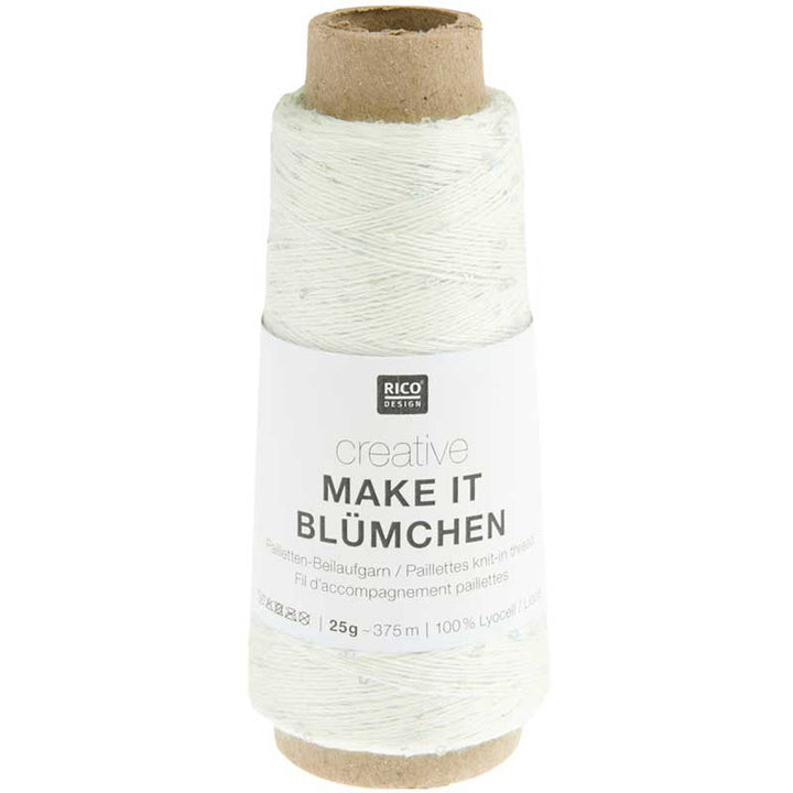 Creative Make It Blümchen paillet garn fra Rico Design farve 04 råhvid