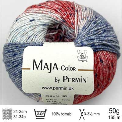 Maja Color garn fra Permin Rød, blå & pink
