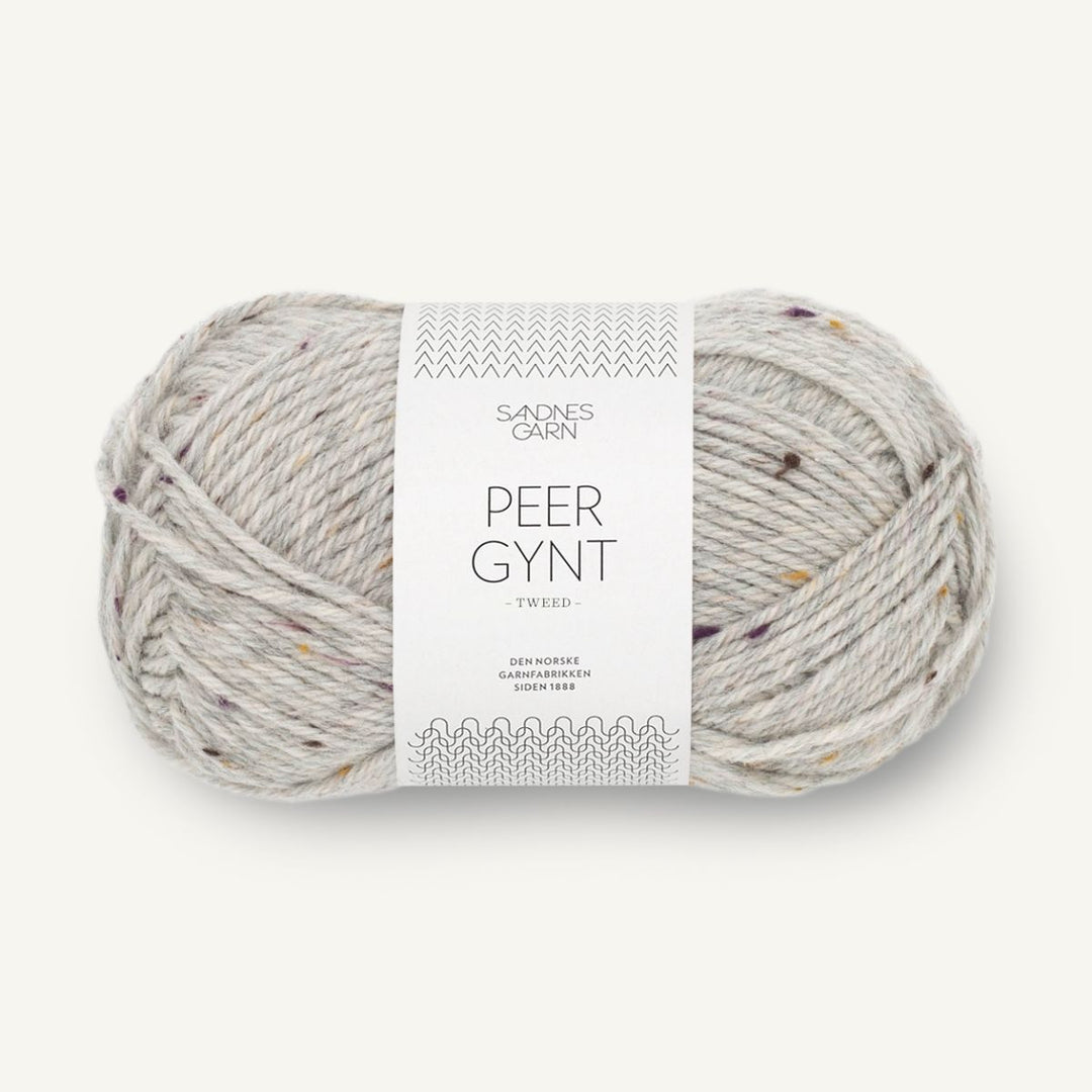 Peer Gynt garn fra Sandnes Garn Lys gråmeleret løvfald tweed