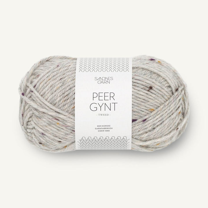 Peer Gynt garn fra Sandnes Garn Lys gråmeleret løvfald tweed