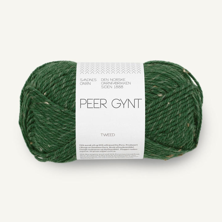Peer Gynt garn fra Sandnes Garn Skovgrøn med natur tweed