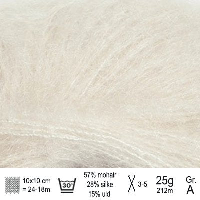 Tynd Silk Mohair garn fra Sandnes Garn hvid