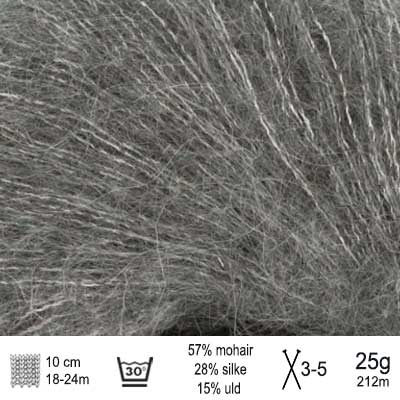 Tynd Silk Mohair garn fra Sandnes Garn mørk grå
