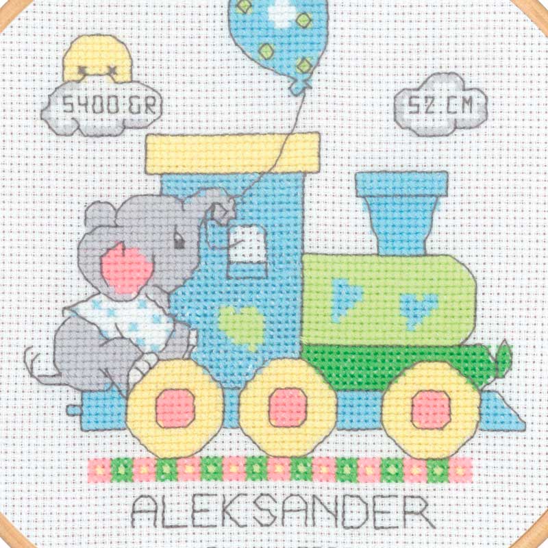 Broderikit - Dåbsminde til nyfødt dreng (Ø18 cm)