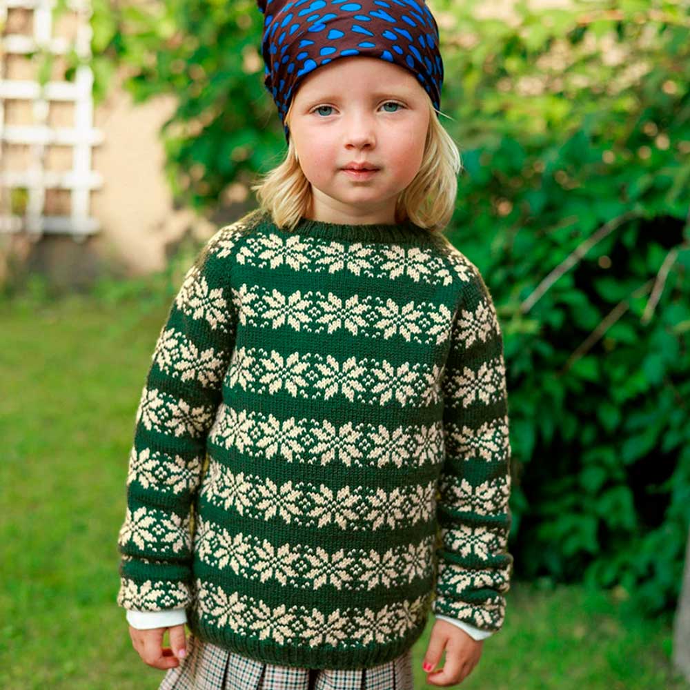 Strikkekit 2608-1 Alvar Junior sweater i Babyuld Lanett garn