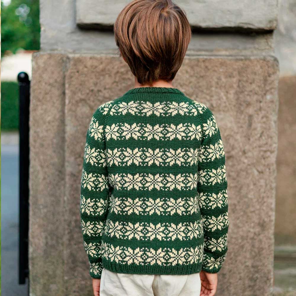 Strikkekit 2608-1 Alvar Junior sweater i Babyuld Lanett garn