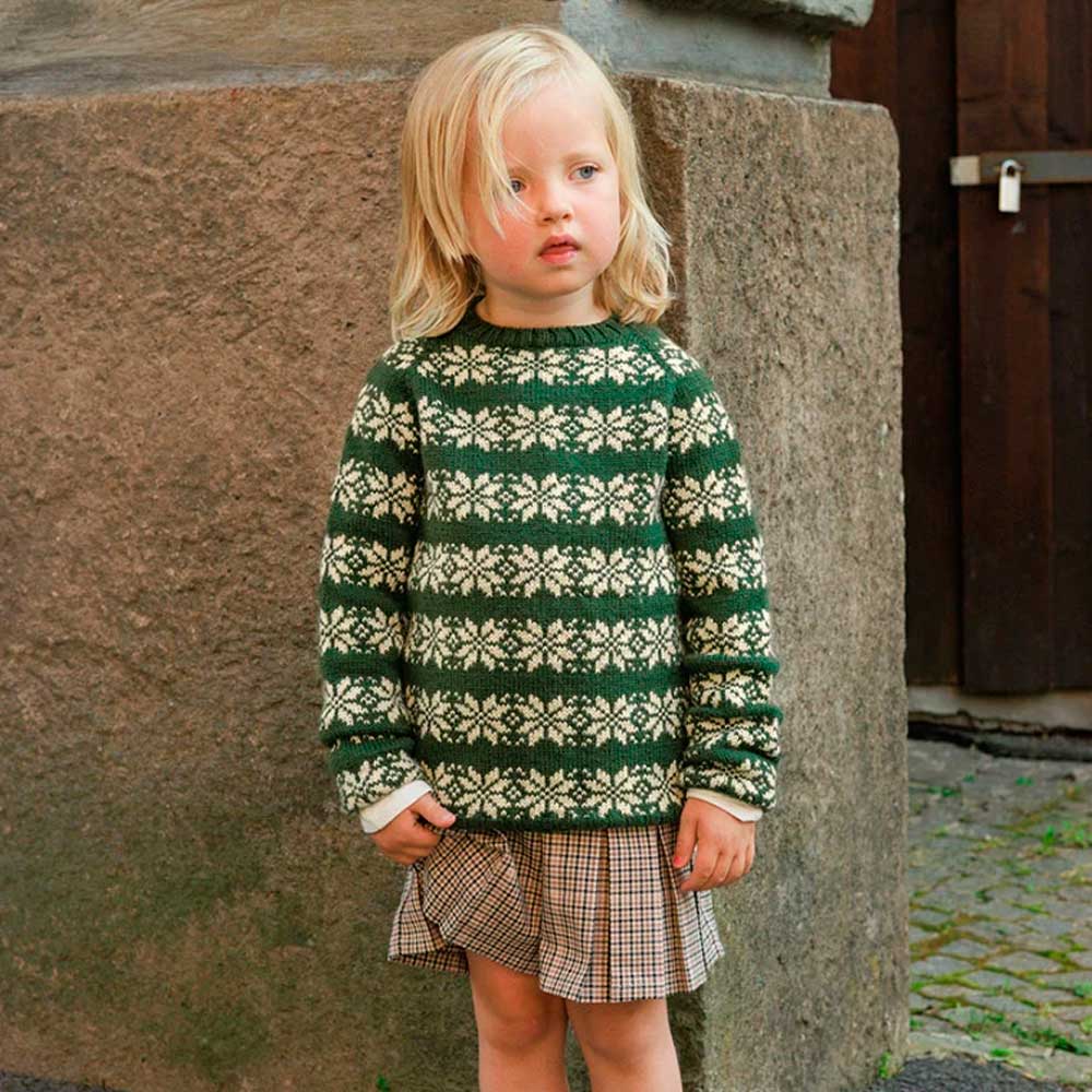 Strikkekit 2608-1 Alvar Junior sweater i Babyuld Lanett garn