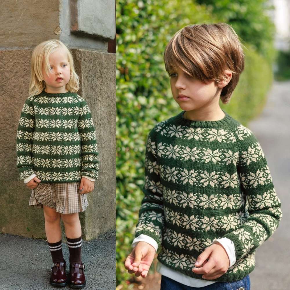 Alvar Junior sweater strikket i Babyuld Lanett garn fra Sandnes Garn