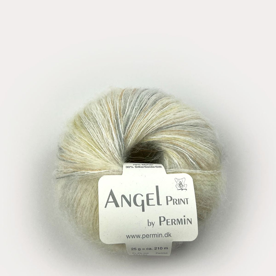 Angel Mohair garn fra Permin Print Råhvid