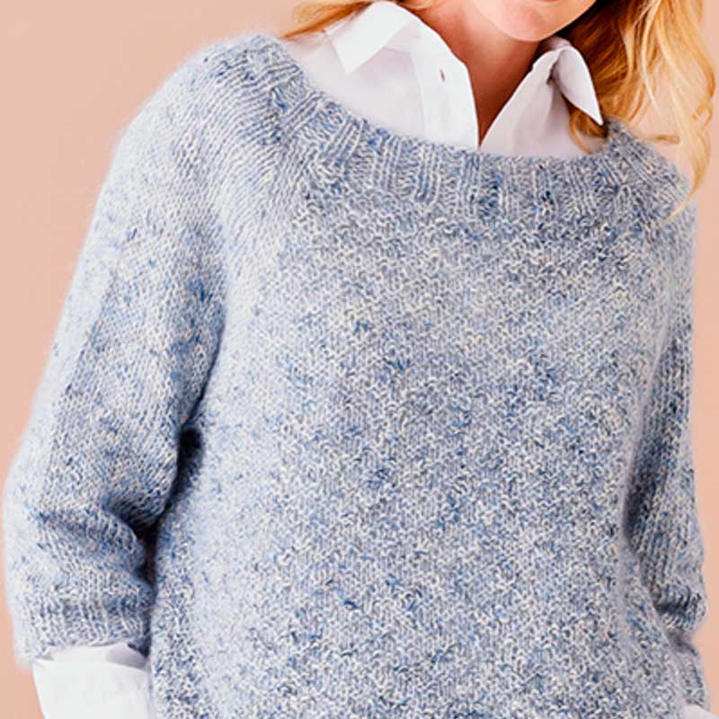 Angel og Iris bluse i dobbelt perlestrik fra Permin