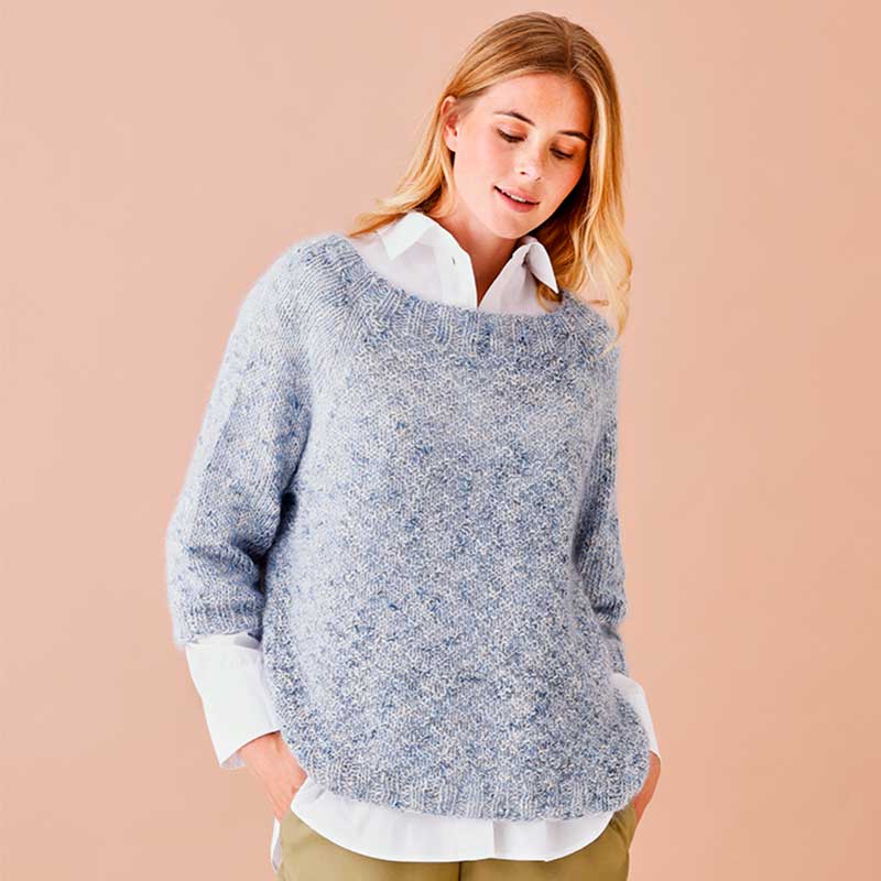 Angel og Iris bluse i dobbelt perlestrik fra Permin