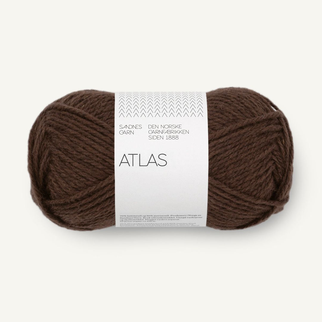 Atlas garn fra Sandnes Garn Mørk brun meleret