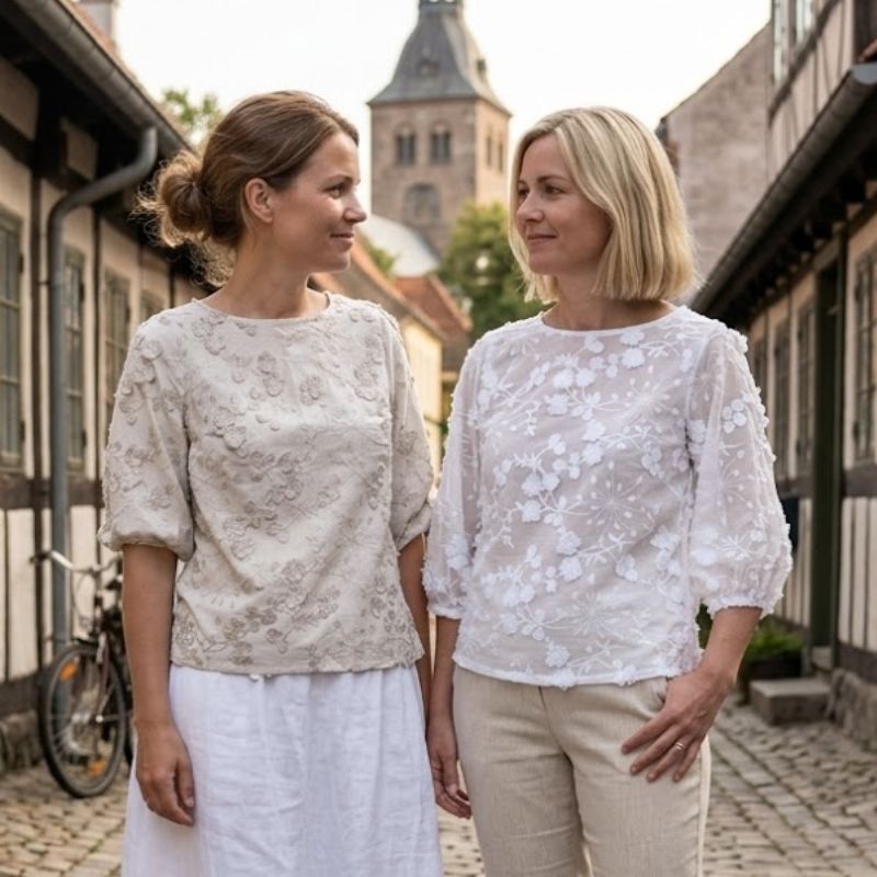 Sypakke til B1267 Bluse med rund hals og 3/4 ærme i fast bomuld