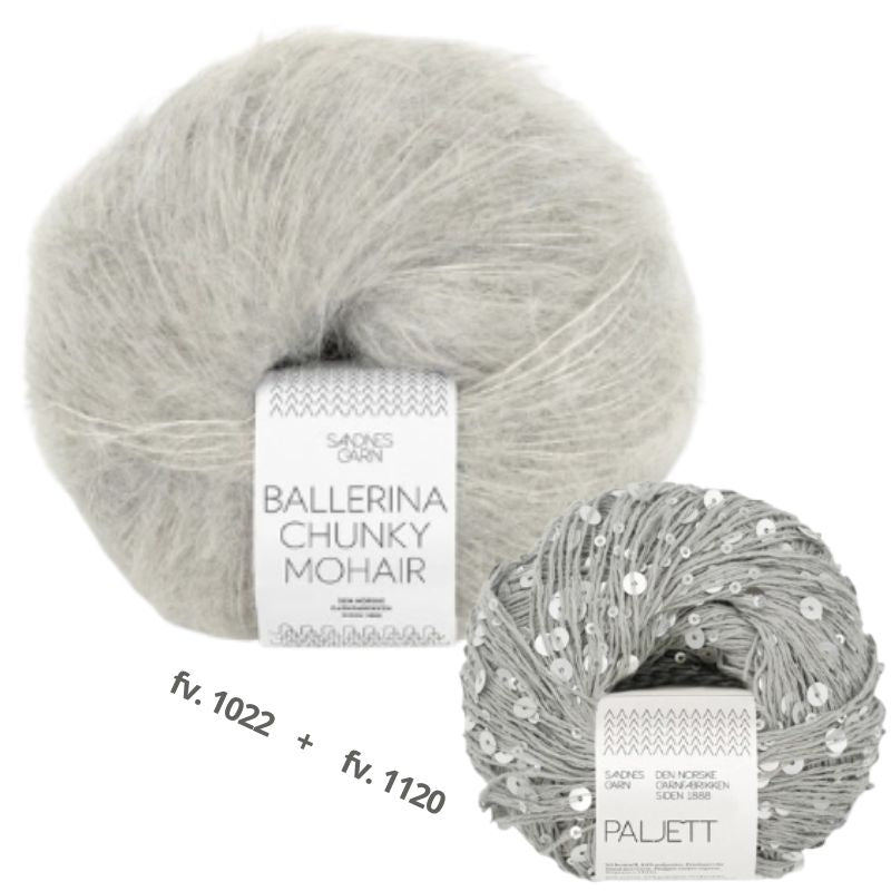 Strikkekit Rookie Sweater 25_06 i Ballerina Chunky Mohair og Paljett garn
