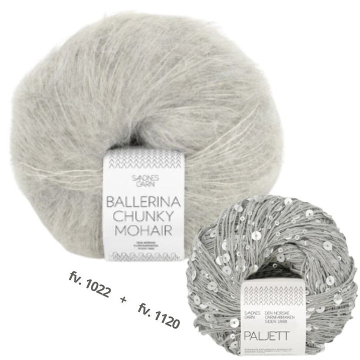 Strikkekit Rookie Sweater 25_06 i Ballerina Chunky Mohair og Paljett garn