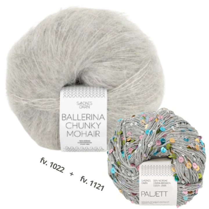 Strikkekit Rookie Sweater 25_06 i Ballerina Chunky Mohair og Paljett garn