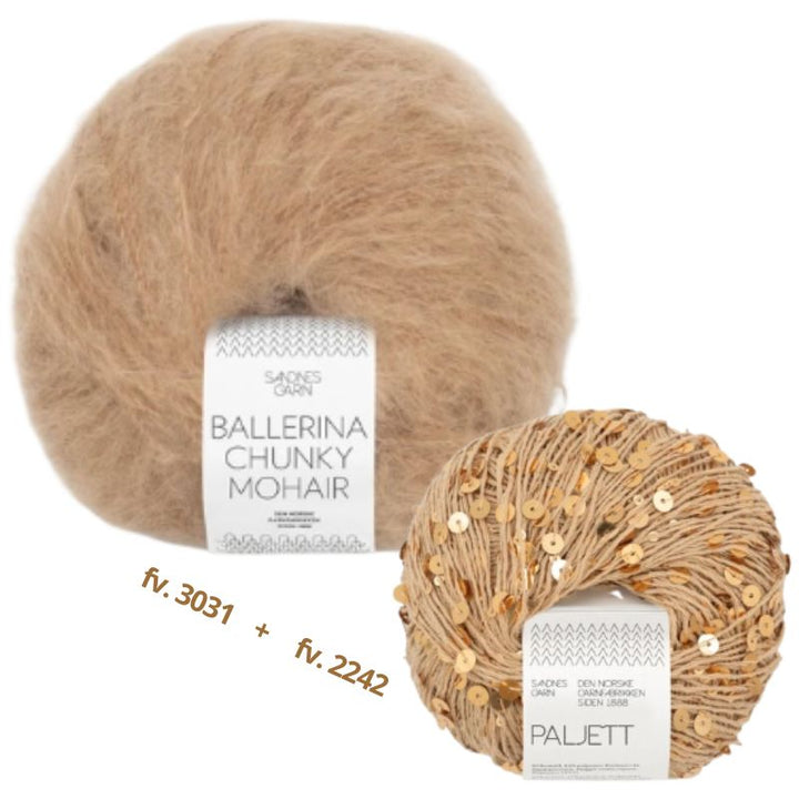 Strikkekit Rookie Sweater 25_06 i Ballerina Chunky Mohair og Paljett garn