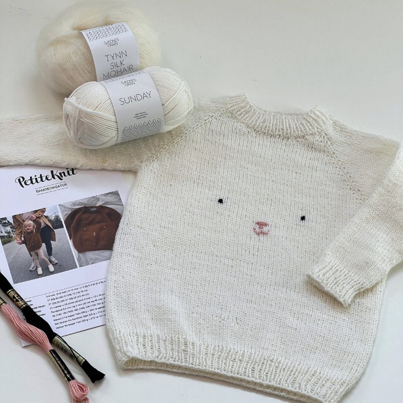 Strikkekit Bamsesweater fra PetiteKnit i Sunday & Tynd Silk Mohair