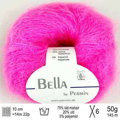 Bella garn fra Permin Neon pink