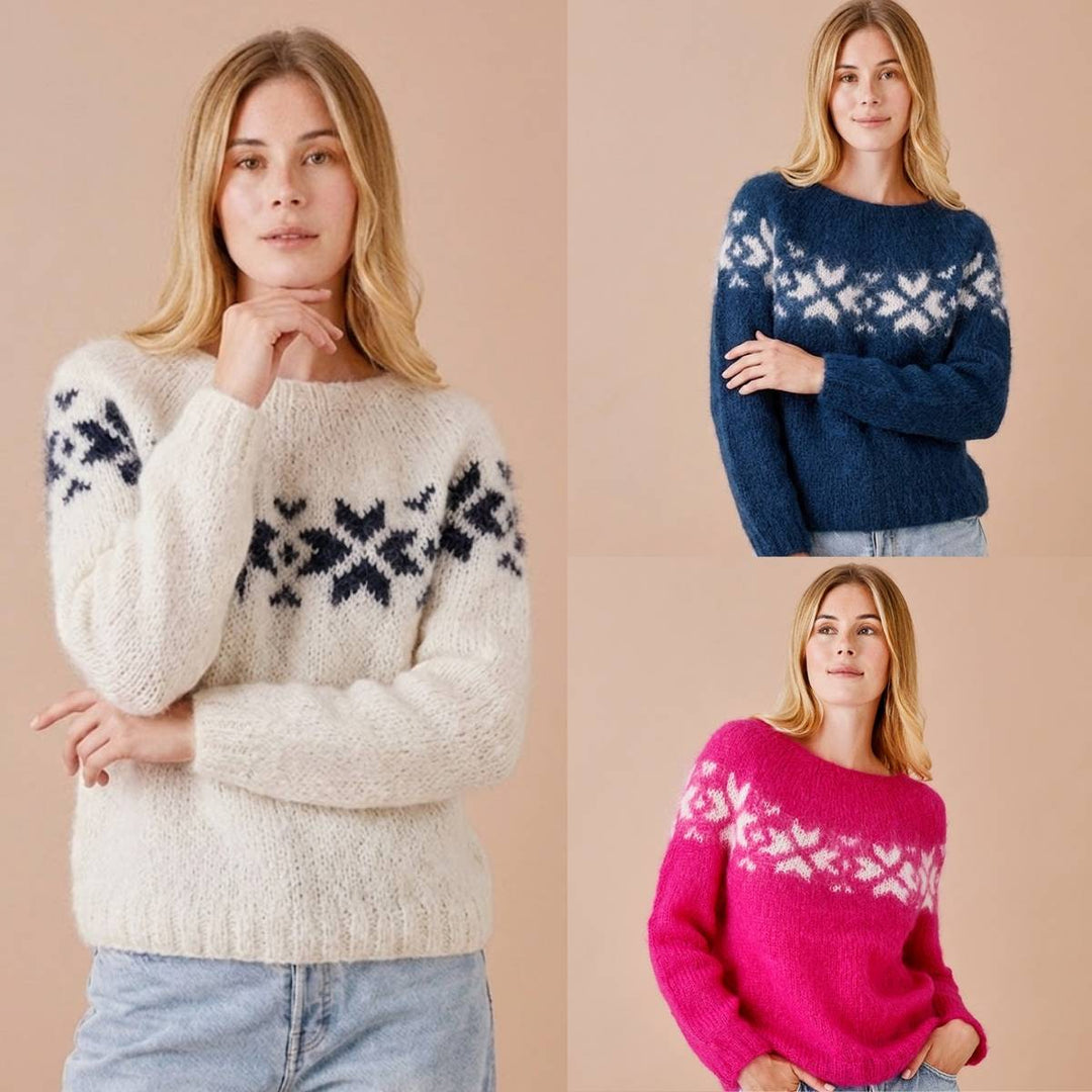 Sarah Lund sweater med isblomster i Bella garn fra Permin