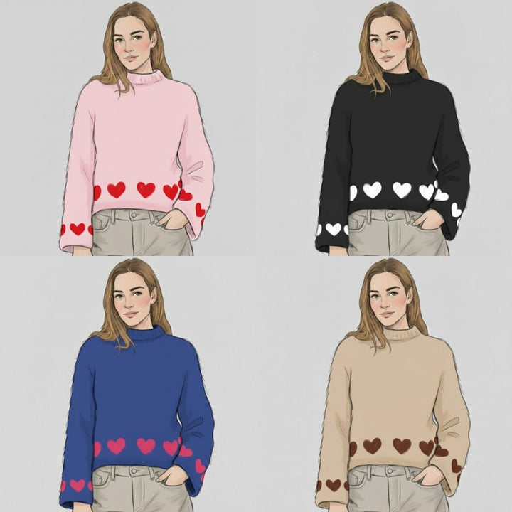 Strikkekit Raglansweater med hjerter 8932112 i Bella garn