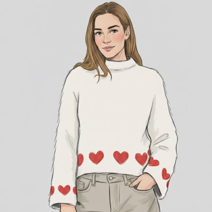 Strikkekit Raglansweater med hjerter 8932112 i Bella garn